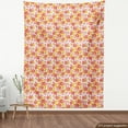 thumbnail image 4 of Floral Fabric by the Yard Upholstery, Image of Colorful Spring Flowers and Concentric Dots in Warm Tones, Decorative Fabric for DIY and Home Accents, White Blush and Vermilion by Ambesonne, 4 of 5