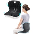 thumbnail image 1 of Curble Wider (ancho estándar): soporte lumbar ergonómico para la espalda, corrector de postura para aliviar el dolor lumbar, ideal para sillas de escritorio en casa o en el suelo, patentado (negro), 1 of 5