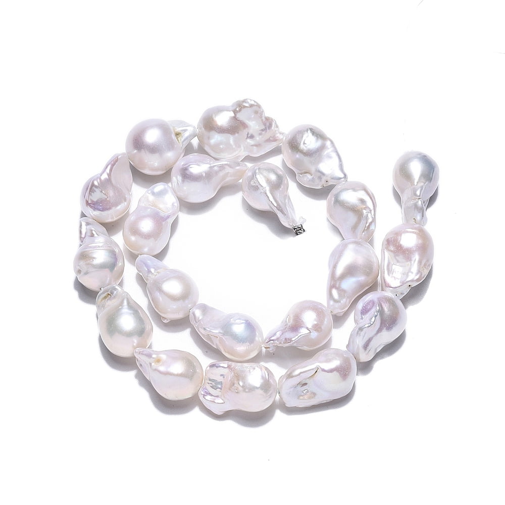 Natural Baroque Pearl Keshi Pearl Beads Strands Cultured Freshwater Pearl Seashell Color 14.5~20x12~15x11.5~14mm15.63~16.06''(39.7~40.8cm)