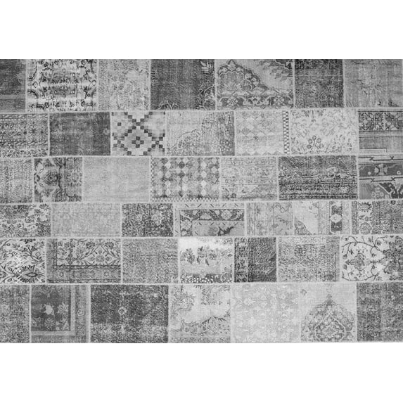Ahgly Company Indoor Rectangle Patchwork Gray Transitional Area Rugs, 8' x 10'