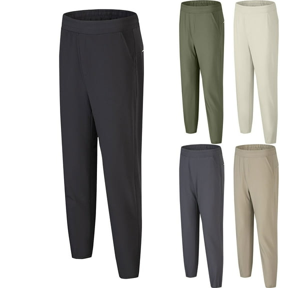 dzxyzu Men's Casual Stretch Pant Fashion Slim-Fit Trousers Elastic Waist Tapered Sweatpants with Pockets - Dark Gray