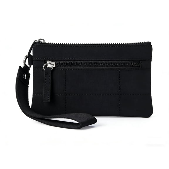 Waterproof Wrist Wallet for Women, Mini Nylon Crossbody Wrist Bag, Zippered Card Holder with Adjustable Wrist Strap, for Travel  & Everyday Use (Black)
