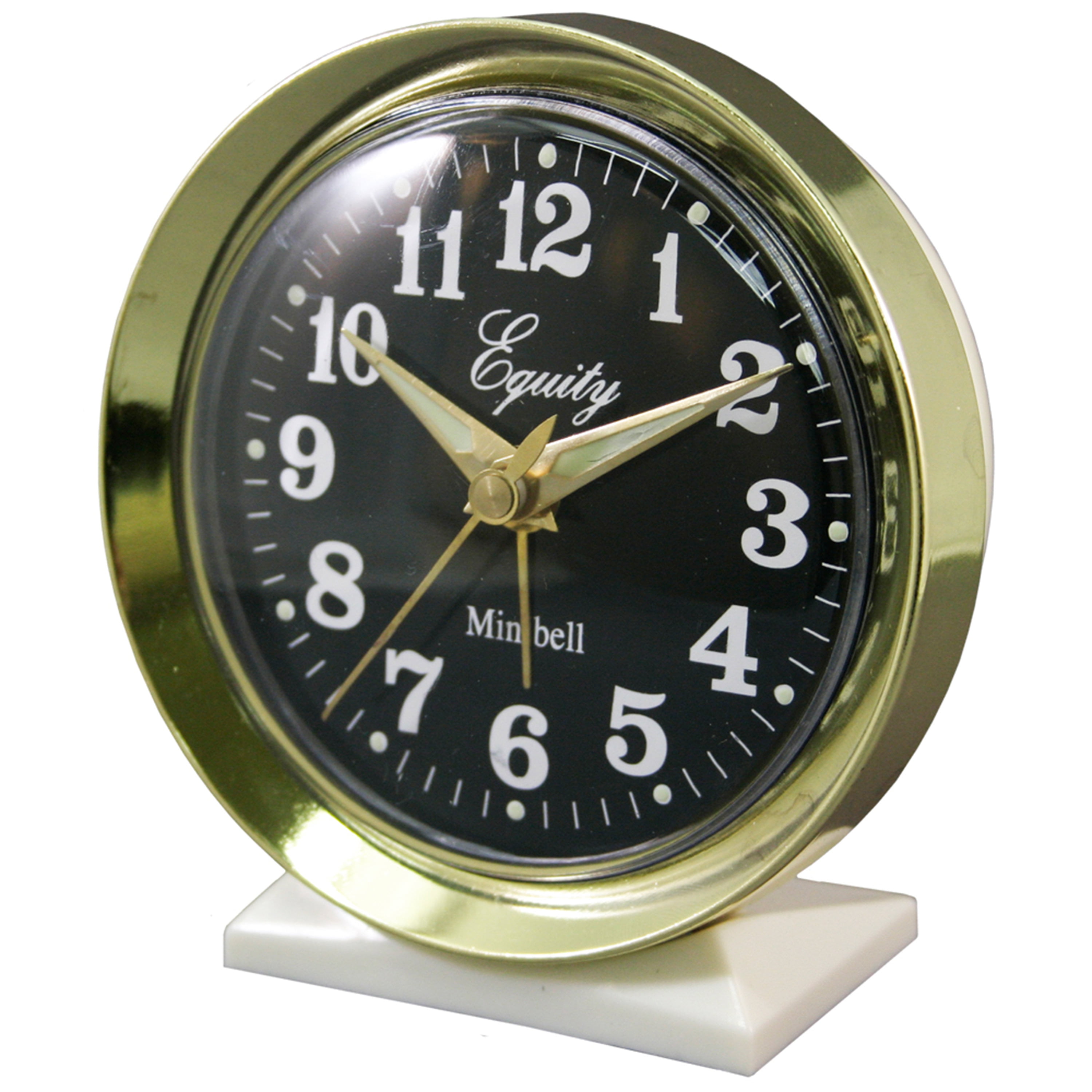 12020 Equity by La Crosse Wind-Up Bell Brass Metal Case Analog Alarm Clock 