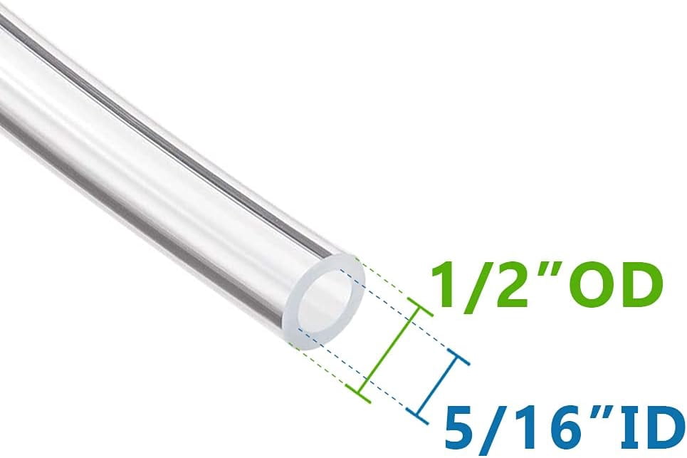 MKEUDQ-Pneumatic PU Tubing, 1/2"OD Hose PU Polyurethane Air Hose Tube Line for Air Compressor Water Fluid Transfer Clear (16.4 ft)