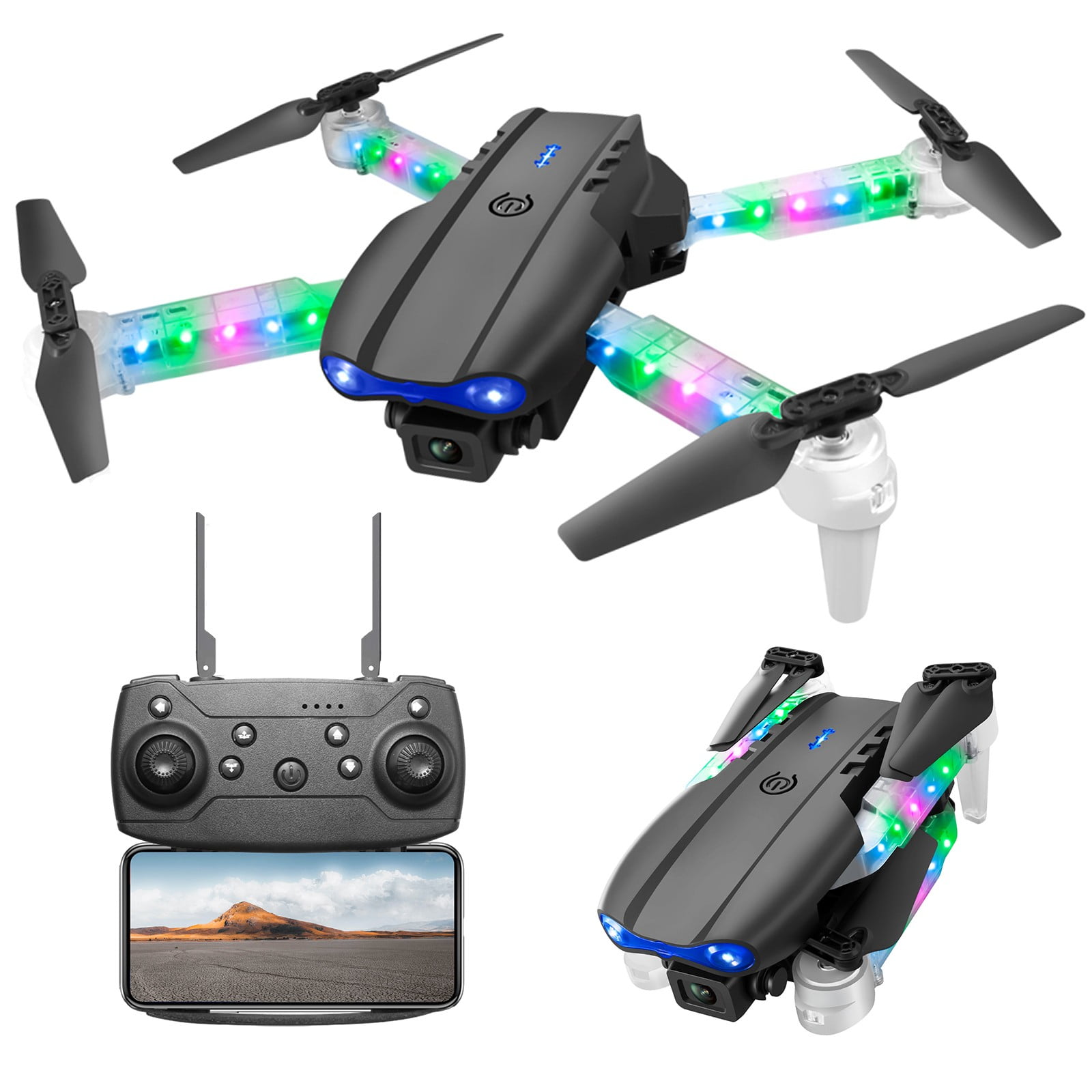 Drone with Dual 1080P Cameras, Foldable Design with Live Video via WiFi and Stable Optical Flow for Beginners and Adults
