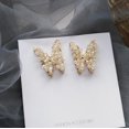 thumbnail image 3 of 1 Paire S925 Argent Aiguilles Papillon Boucles Doreilles, Mode Temprament Tiss Main Papillon Boucles Doreilles, 3 of 5