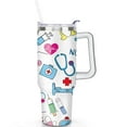 thumbnail image 2 of 40oz Funny Nurse Life Stainless Steel Flip Straw Tumbler Spill Proof Travel Cup Double Wall Vacuum Insulated Coffee Mug with Handle, 2 of 6