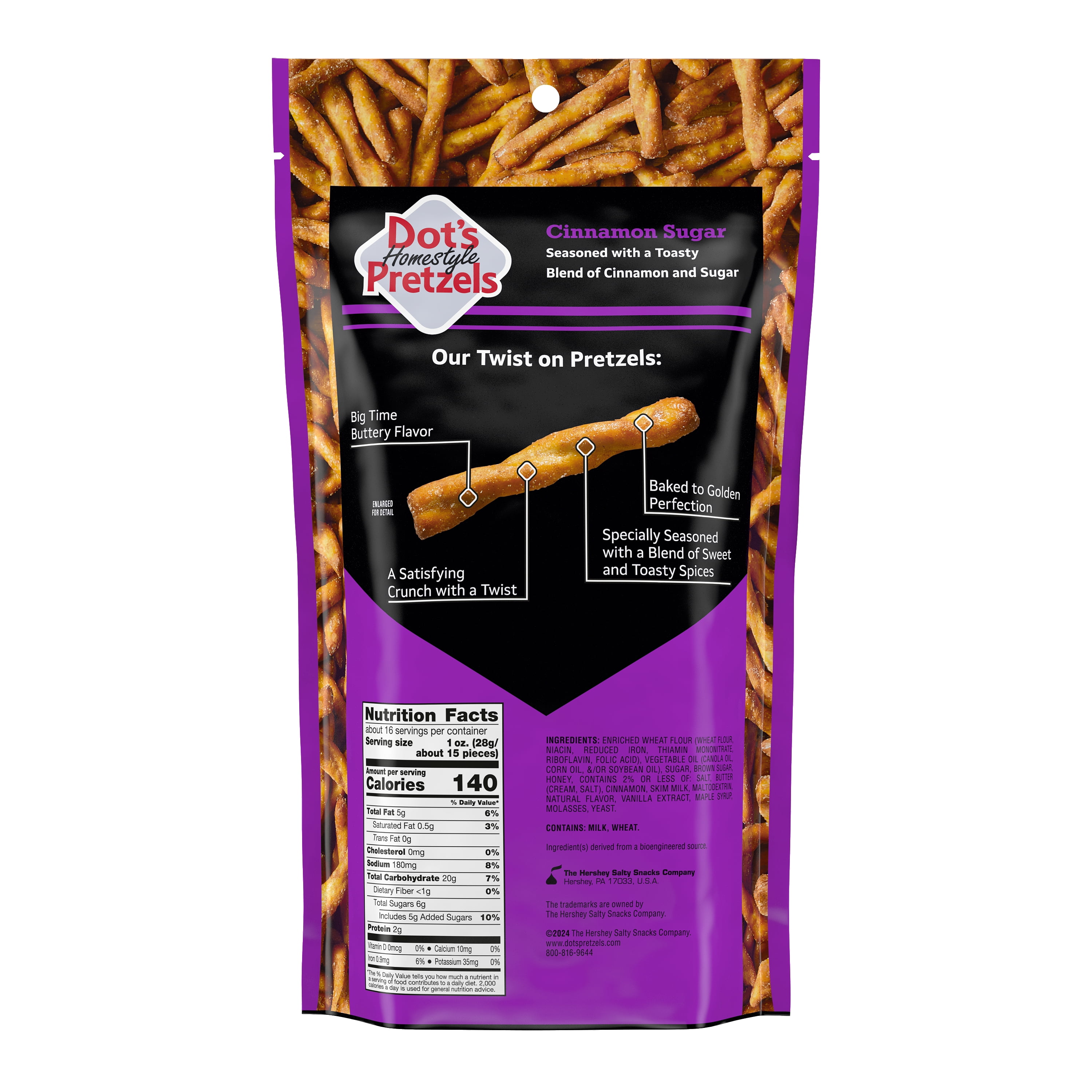 Dot's Pretzels Cinnamon Sugar Seasoned Pretzel Twists Snack, 16 oz