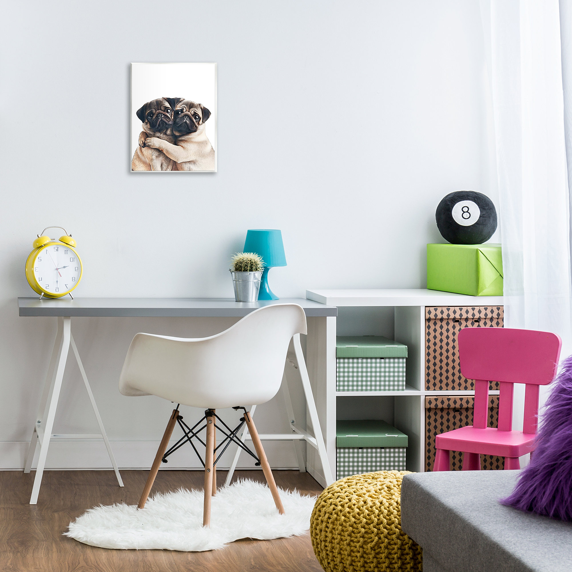 Stupell Industries Two Hugging Pugs Animals & Insects Painting Unframed Art Print Wall Art, 11 x 14