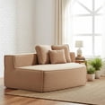 thumbnail image 6 of Barara King Compressed Seat Sofa with Wide Seat, Three Back Cushions and Soft All-Foam Support, Teddy Fleece Boneless Couches for Living Room, Dorm, Home Office, Kids & Pets, Brown -R, 6 of 8