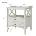 thumbnail image 5 of Royard Oaktree Nightstand Antique Nightstand with Two Drawers & X Design Storage Shelf Wood Bedside Table with Gold Metal Handles Mid-Century Modern End Table for Bedroom Living Room,White, 5 of 5