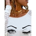 thumbnail image 3 of DYMADE Women Printed Round Neck Splice Lace Long Sleeve T-shirt Top, 3 of 3