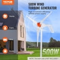 thumbnail image 2 of 500W Wind Turbine Generator, 12V Wind Turbine Kit, 3-Blade Wind Power Generator with MPPT Controller, Adjustable Windward Direction & 2.5m/s Start Wind Speed, Suitable for Home, Farm, RVs, Boats, 2 of 5