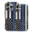 thumbnail image 2 of DesignSkinz Scratch-Resistant Hard Slim Case Compatible with iPhone 13 Pro (Compatible with MagSafe) - Distressed Wood Patriotic American Flag with Thin Blue Line, 2 of 9