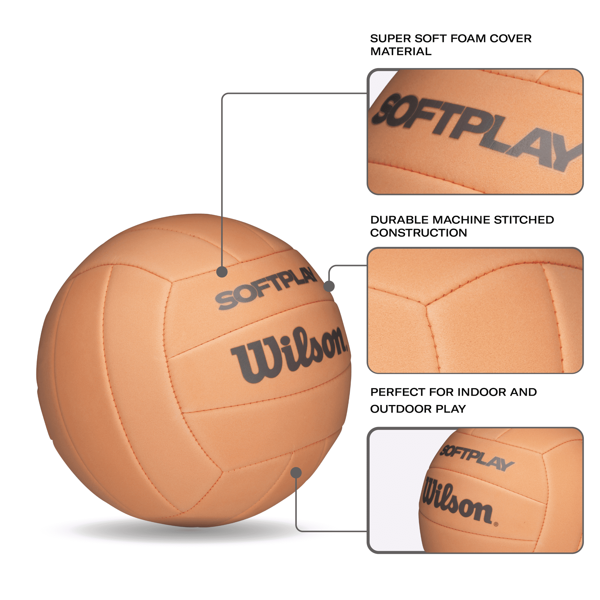 (2 pack) Wilson Softplay Recreational Volleyball - Orange, Official Size