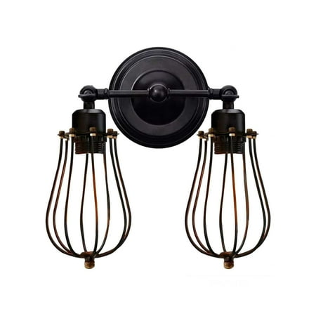 

XYUSMYT Book Lights Industrial Wall Light Sconce 2 Light Vintage Wire Cage Wall Lighting Adjustable Head for Home Bedroom Bedroom Garage