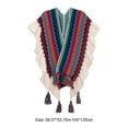 thumbnail image 3 of Shawl Wraps for Women, Bohemian Ethnic Style Cape Open Front Poncho Scarf Blanket Cardigan Coat with Tassels for Spring Autumn Winter, 3 of 7