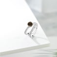 thumbnail image 4 of Gem Stone King 925 Sterling Silver Brown Smoky Quartz and White Moissanite Wedding Engagement Band Bridal Set Ring for Women (1.29 Cttw, Gemstone, Available in Size 5, 6, 7, 8, 9), 4 of 5