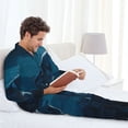 thumbnail image 5 of KLL Lonely Night Wolf Sleepwear Mens Flannel Pajamas,Long Cotton Pj Set, 5 of 7