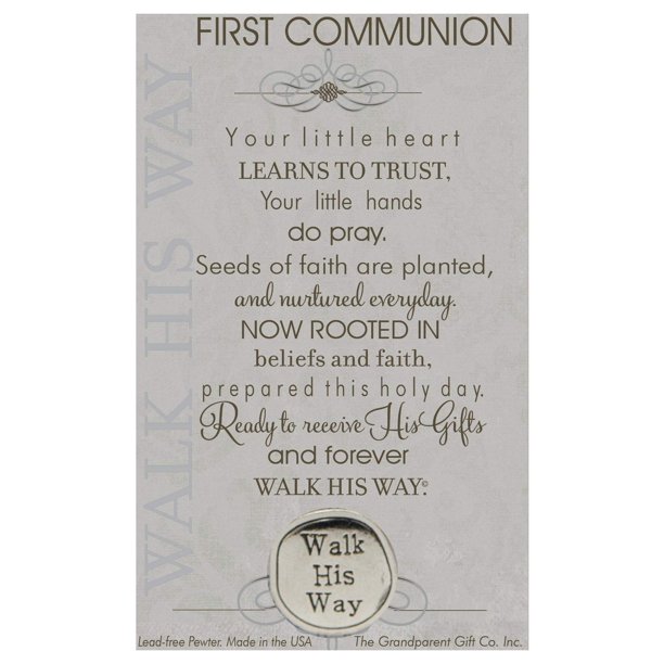 The Grandparent Gift Co. First Communion Walk His Way Pewter Coin with