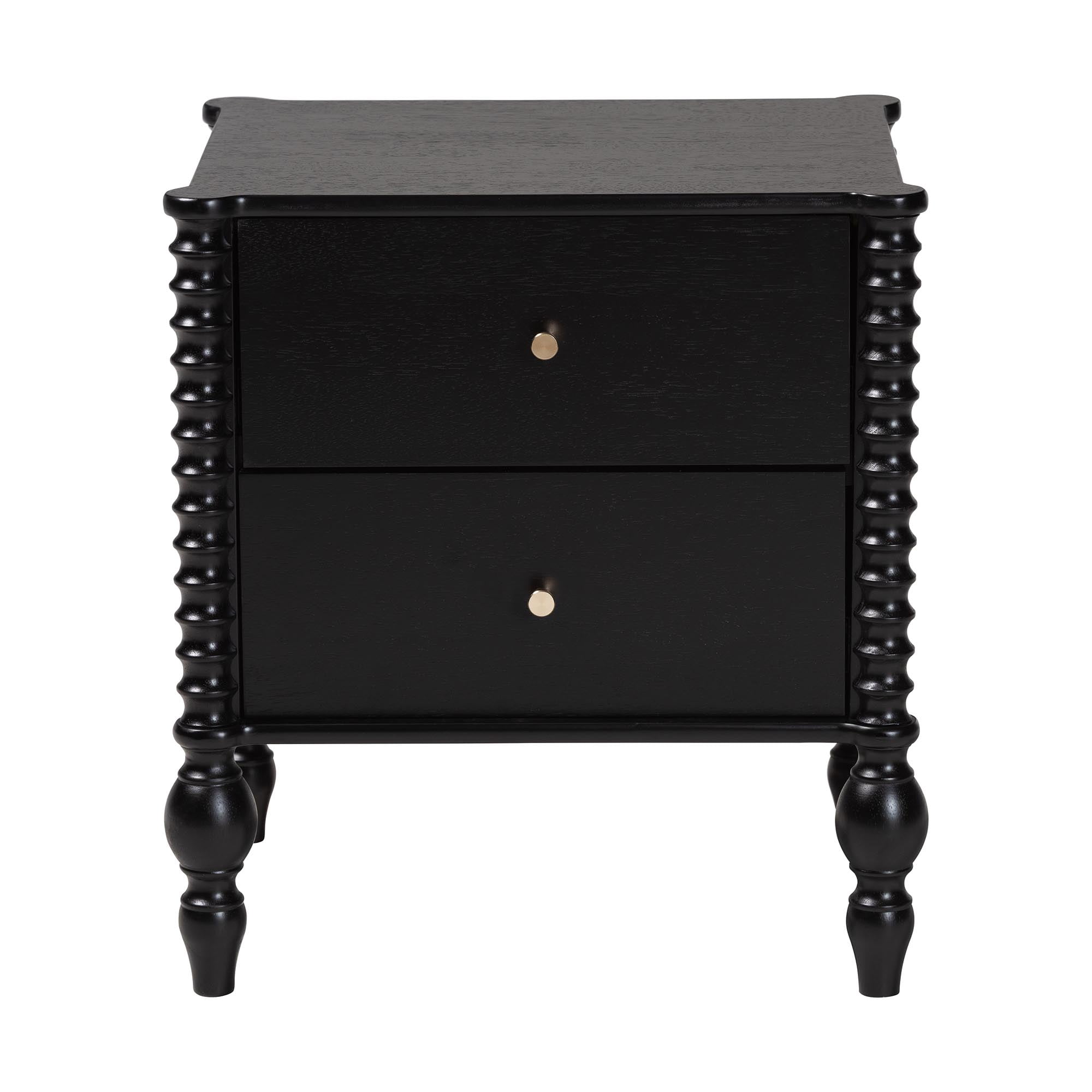 Baxton Studio Callison Farmhouse Nightstand, 2-Drawer, Black