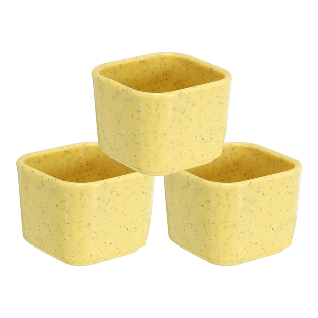 Unique Bargains 2' Square Plastic Succulent Planter with Drainage Flowerpot Container, Yellow 3 Pack