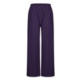 thumbnail image 6 of Ayolanni Purple Pants for Women Plus Size Palazzo Wide-Leg Elastic Band Solid Slacks Pants for Women Jeans XL, 6 of 7