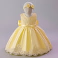 thumbnail image 2 of Otqutp Toddler Girl Tulle Tutu Dress Sleeveless Flower Girl Wedding Formal Birthday Outfits Dresses Embroidered Tutu Gown Lace Dresses with Headwear(Yellow,12-18 Months), 2 of 9