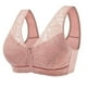 thumbnail image 1 of Sujetador deportivo con cremallera frontal para mujer Sujetador de encaje sin aros Sujetador tipo camiseta de cobertura completa - Rosa, 1 of 5