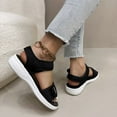 thumbnail image 5 of Womens Sandals Wedge Breathable Open Toe Summer Women's Trendy Solid Color Ankle Strap Women Footwear Comfortable Walking Beach Sandals for Women Black 5.5, 5 of 9