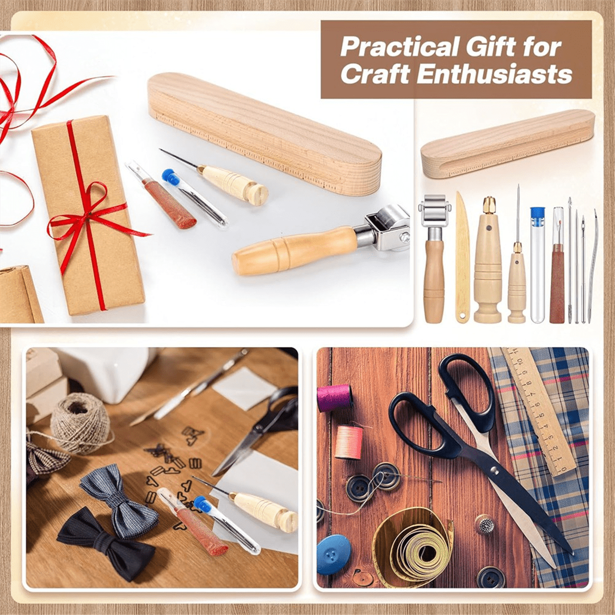 ClapperSewing Tool Set Tailor ClapperSeam Roller StilettoSeam Rippers for Flattening Fabrics and Point Pressing