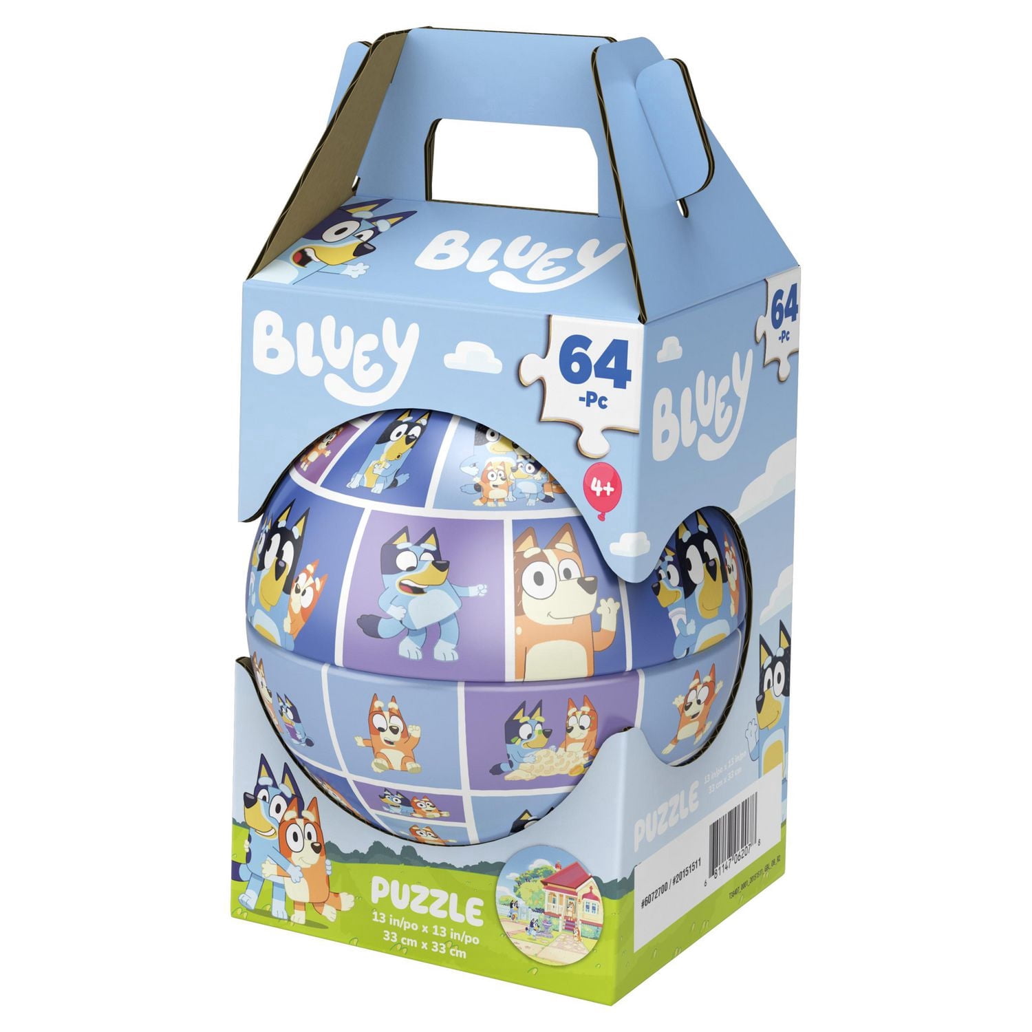 Spin Master Games, Bluey, 64-Piece Puzzle Sphere, Round Puzzle, Puzzles for Preschoolers, Bluey Puzzle, Ages 4+