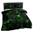 thumbnail image 2 of Geometric Green Black Comforter Set,Light Honeycomb 3 Piece Bedding Set Twin Size for Teen Boys,Modern Bedding Quilt Set Geometry Decor,Microfiber Lightweight 1 Comforter 2 Pillowcases(59"*78.7"), 2 of 4