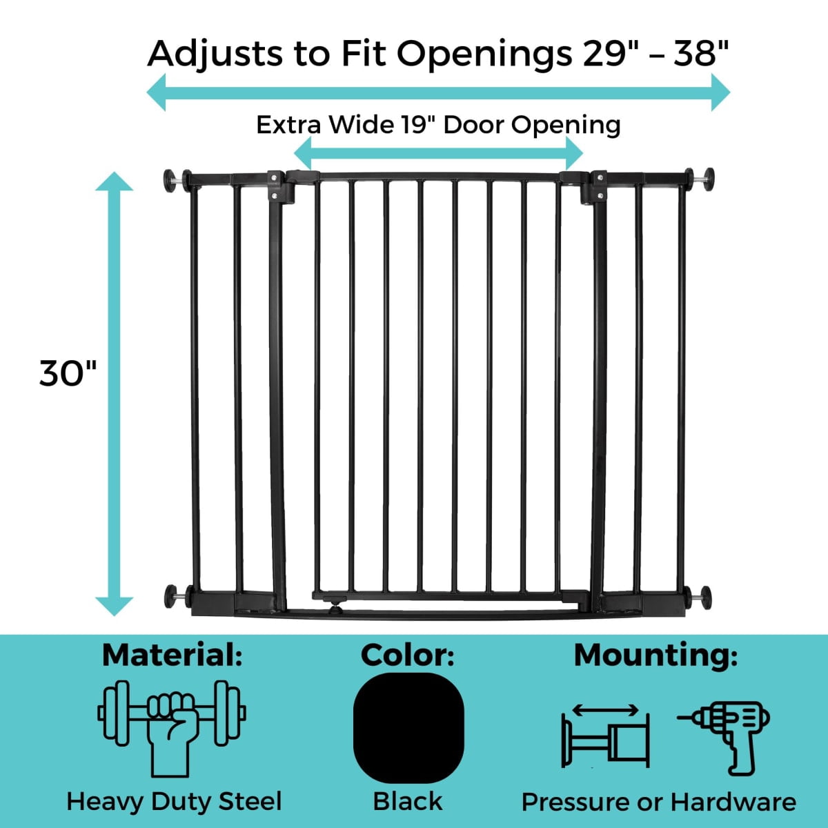 Toddleroo’s StepSafe Auto-Close Gate, Black