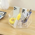 thumbnail image 4 of Catekro Acrylic Pen Holder, Hexagon, 360 ° Reversible Desk Storage for Markers, Crayons, Art Brushes, 4 of 8