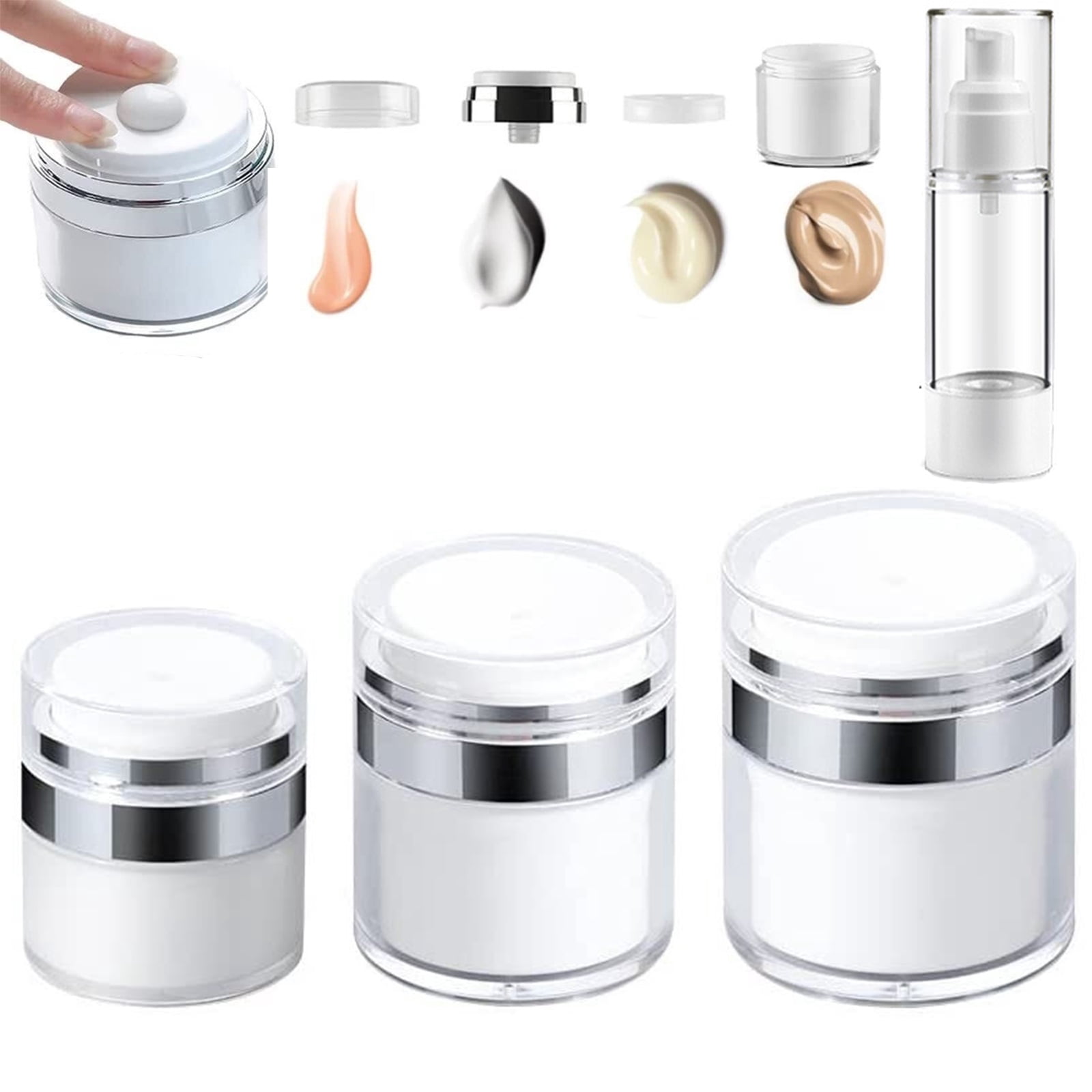 Cream Jar Vacuum Bottle, Airless Pump Jar Bottles Lotion Dispenser With Empty Travel Spray Bottle