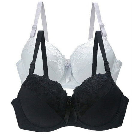 Valcatch Women s Full Coverage Flower Lace Underwire Unpadded Comfy Plus Size Bra (Pack of 2)
