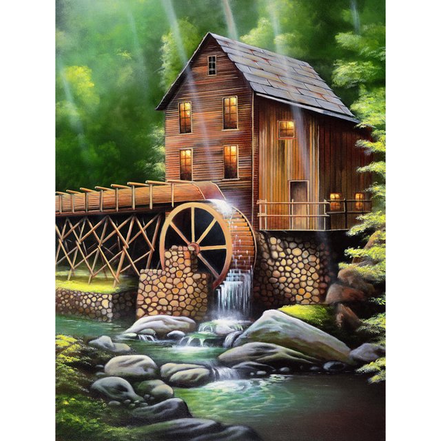 5D DIY diamante pintura río casa completo redondo taladro mosaico arte imagen decoración FLhrweasw Nuevo