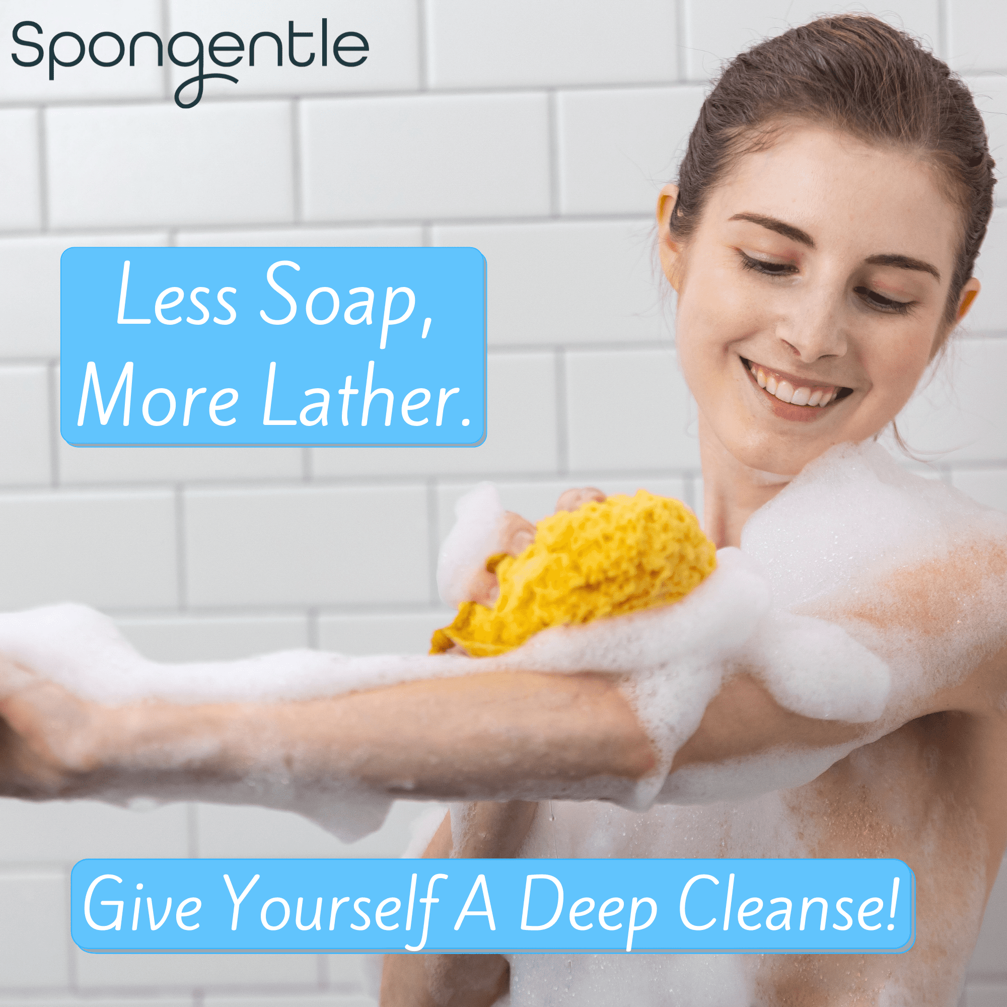 Spongentle Deep Cleansing Foam Body Loofah Sponge, Natural Colors, for Bath  and Shower, Multiple Textures for Gentle and Deep Exfoliation, Generous