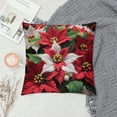 thumbnail image 2 of Christmas Flower Decorative Throw Pillow Accent Pillow Case Winter Holiday for Bed Couch Decor Beige, 2 of 5