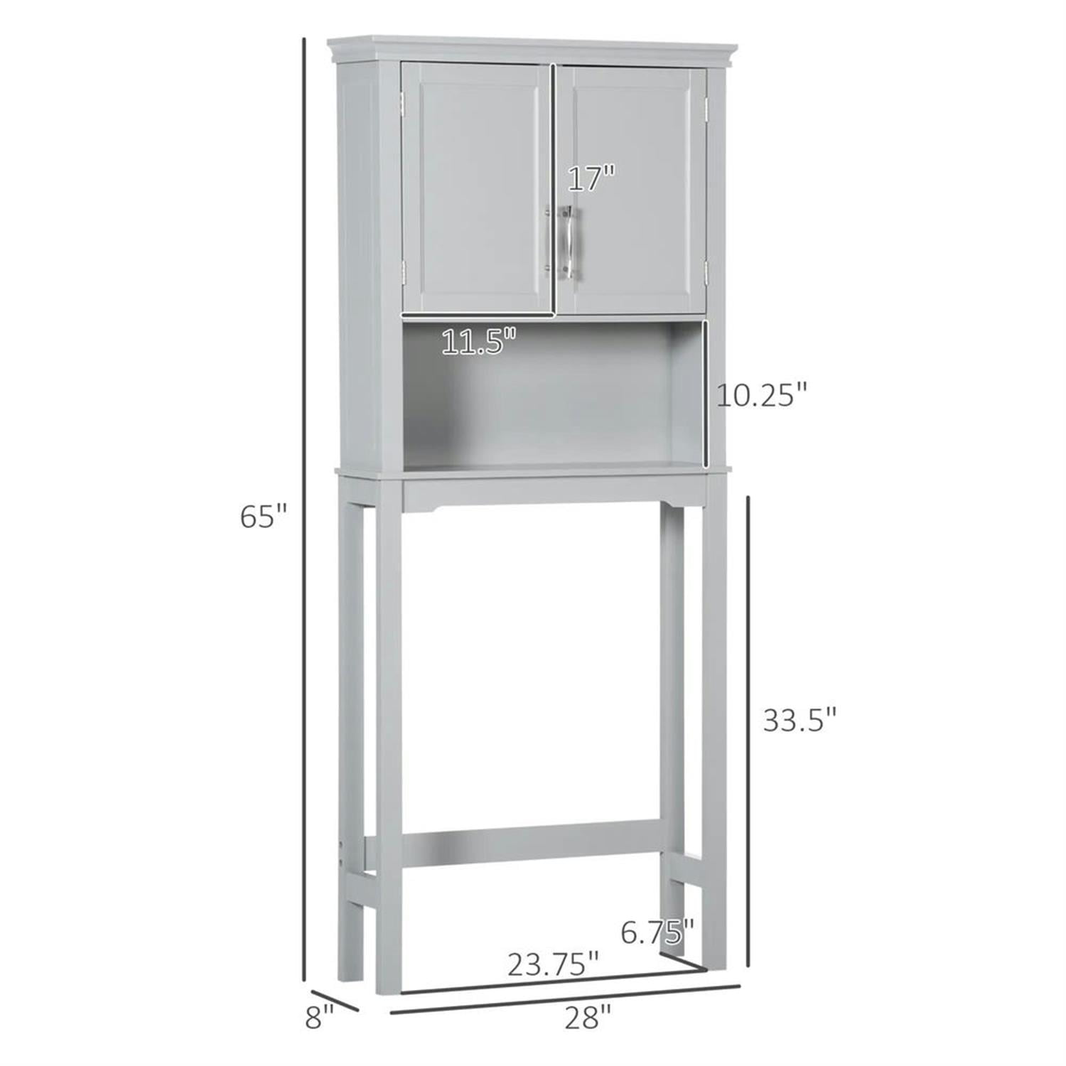 Demi Bonn 65" Over The Toilet Storage Cabinet with Adjustable Shelves, Bathroom Shelf Over Toilet Rack, Bathroom Storage Cabinet Organizer, Gray