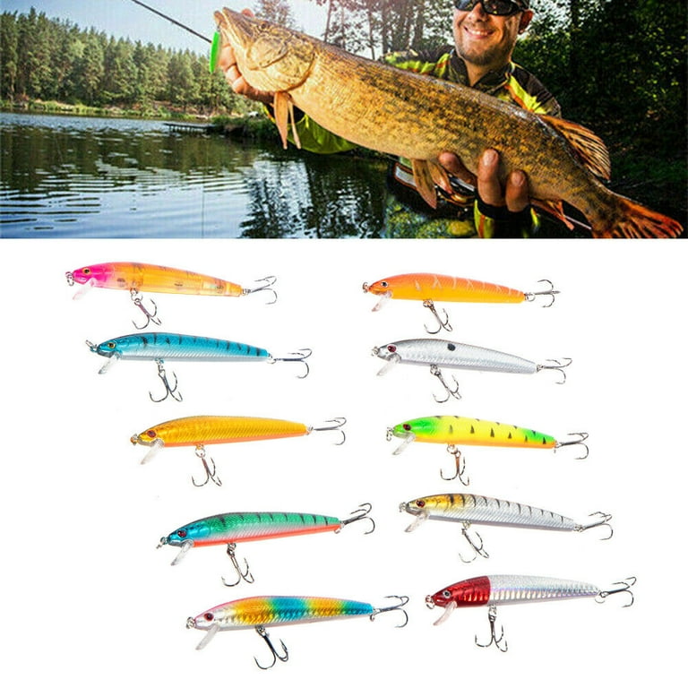 Portable 10pcs Trout Fishing Lures Floating Spinner Baits Bass