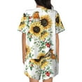 thumbnail image 3 of Picia Sunflowers Leaves And Birds Pajamas Sets for Women Soft Short-Sleeved Pjs with Lounge Shorts Two Piece Sleepwear-Small, 3 of 9