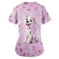 thumbnail image 4 of Iaqnaocc Scrub Tops Women Funny Dog Animal Print Nursing Uniform Trendy V Neck Side Slits Scrub Shirt Holiday Short Sleeve Tees Blouse with Pockets Watermelon Red S, 4 of 5