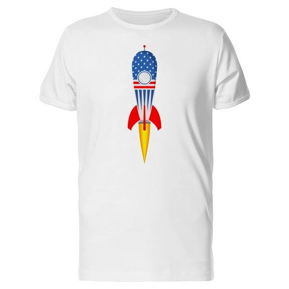 Rocket Ship With Star Pattern T-Shirt Men -Image by Shutterstock, Male Large