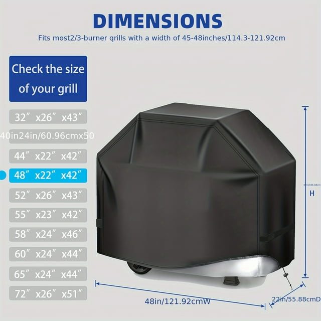QJUHUNG Housse de Barbecue Noire Imperméable et Résistante aux UV avec Ourlet Ajustable et Sangles à Crochet et Boucle - Convient aux Grils au Gaz à 3-5 Brûleurs, Nettoyage Facile, Matériau Polyester, Plusieurs Tailles Disponibles ZZ