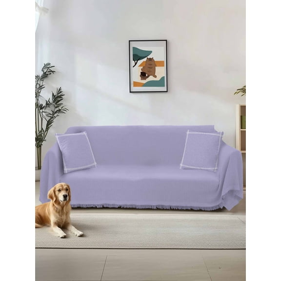 Pure Lavender Couch Cover for 2 Cushion Couch, Simple Solid Color Washable Love Seat Sofa Covers Slipcover, Throw Sofa Covers for Pets, Furniture Protector 71"x102"
