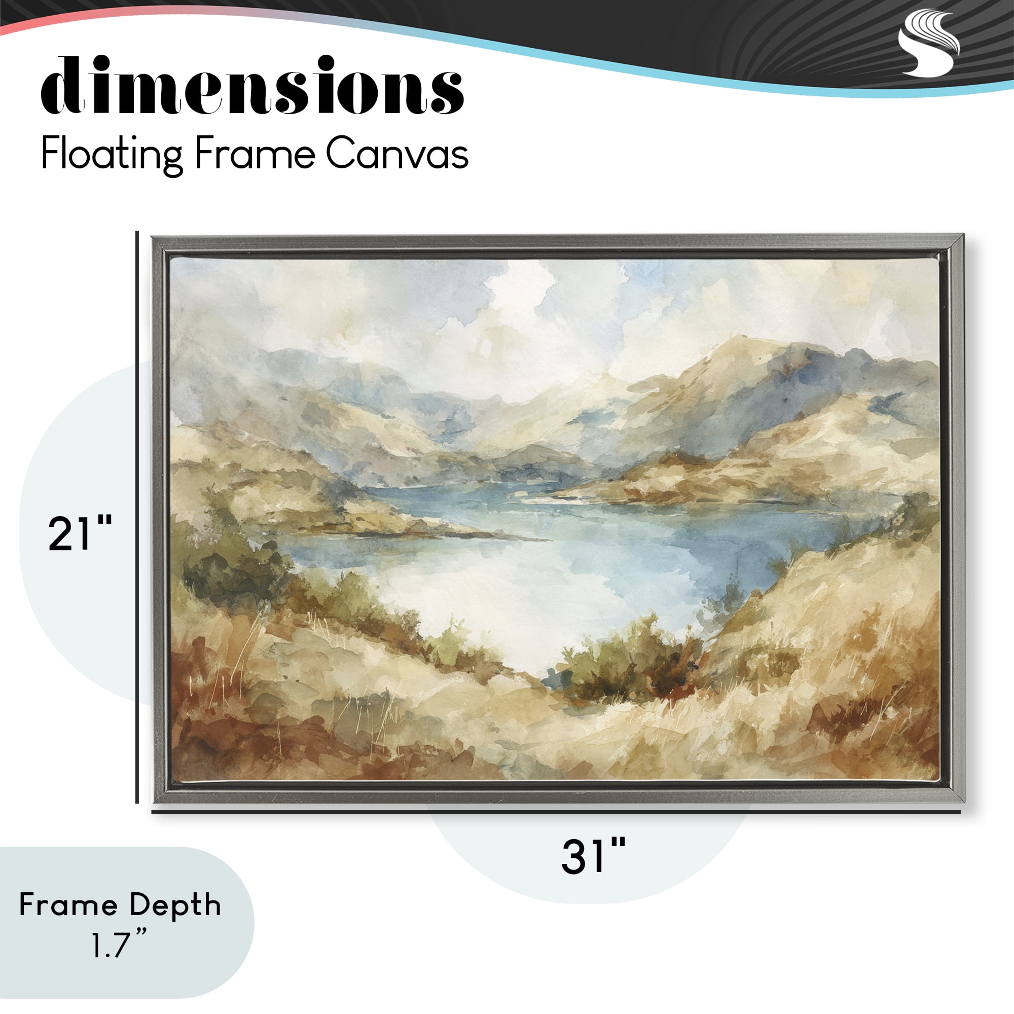 Stupell Industries Secret Mountain Lake Panorama Gray Framed Floater Canvas Wall Art, design by Petal Prints Design