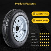 2PCS 4.80-12 Tire, 4.80x12 Lawn Mower & Tractor Turf Tire, 480 12 with Rim 5 Lug On 4.5, Load Capacity 990 Pounds