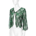 thumbnail image 5 of inlzdz Women's Sequined Wedding Evening Cape Vintage Disco 1920s Shawl Bolero Cardigan Shrug Flapper Cover up Black&Green One Size, 5 of 9